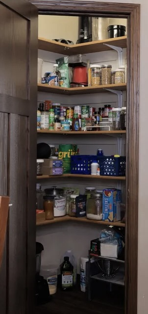 organized pantry with labeled containers